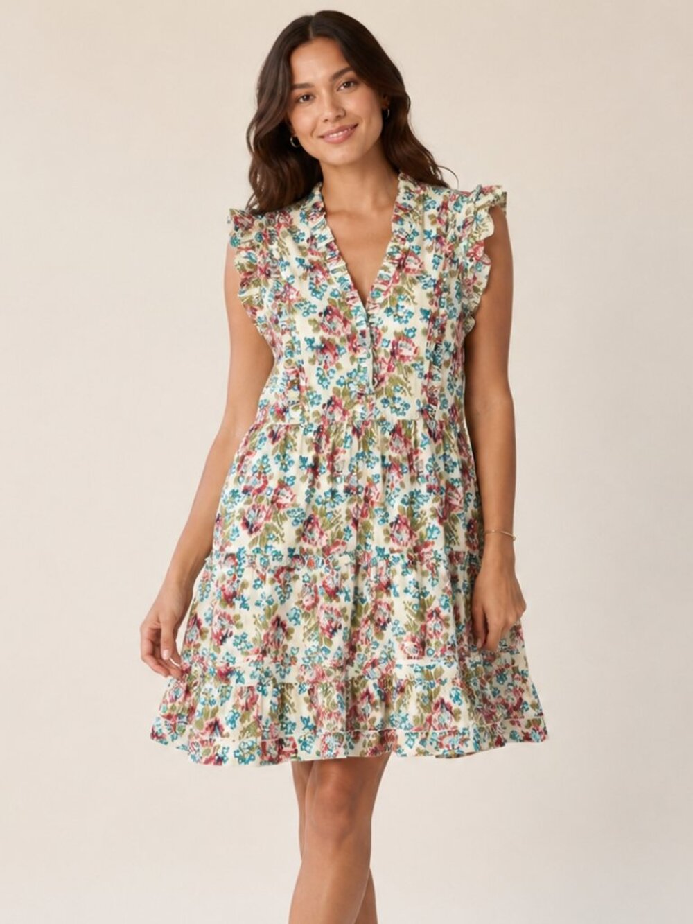 Caroline Constas Floral Print Mini Dress 100% Cotton Size M Retail $395